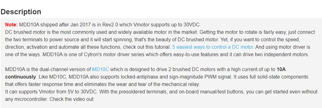 MDD10A 10Amp 5V-30V DC Motor D - Motor Driver Module avaliação e preço